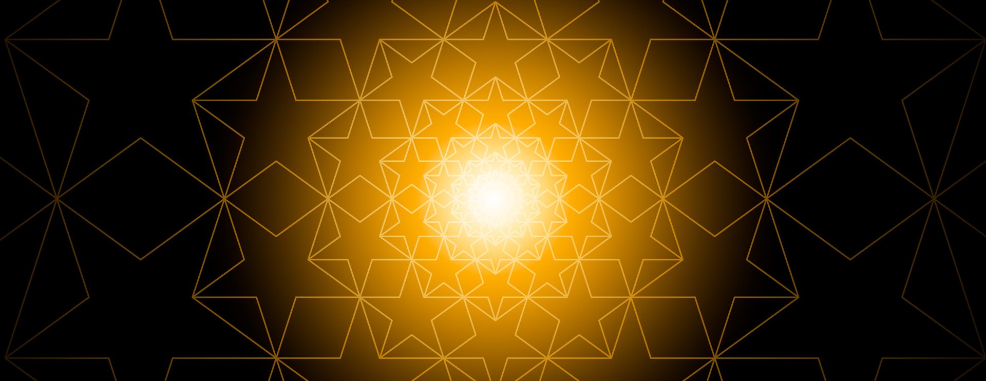 Recursive golden star field converging on a bright center