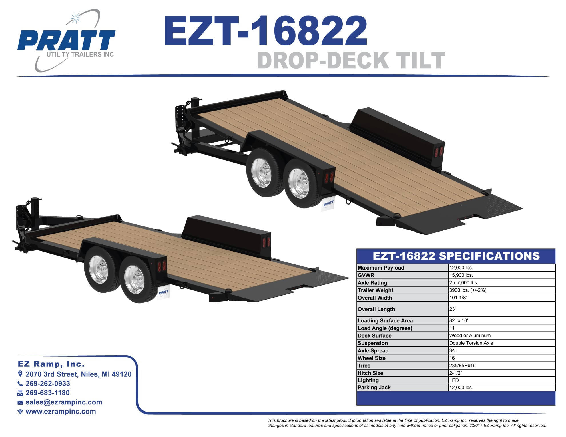 Pratt Utility Trailers drop-deck tilt product brochure