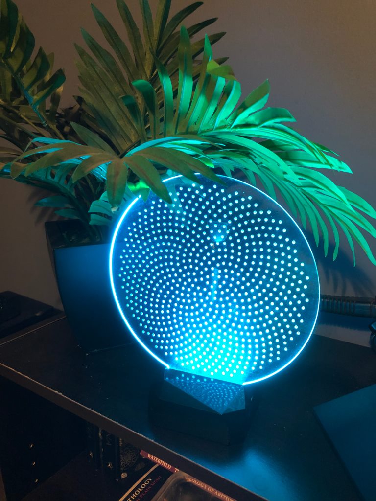 Illuminated acrylic phi vortex study