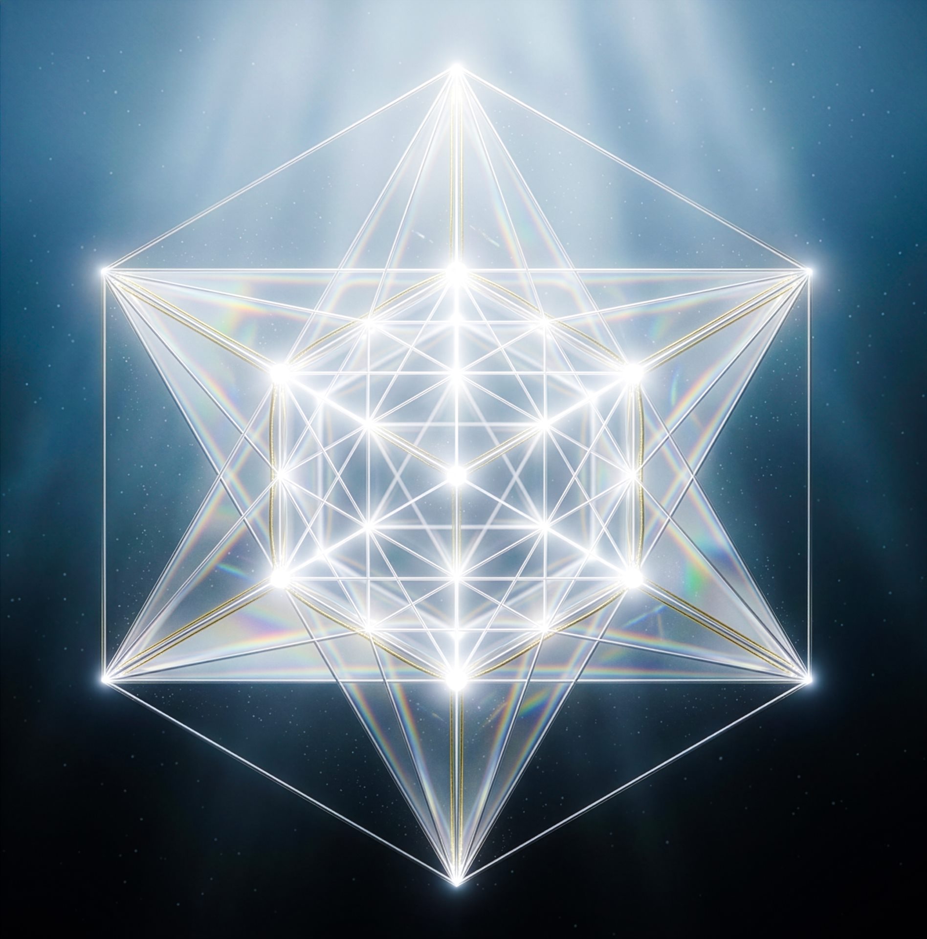 Luminous vector-equilibrium geometry in a blue field